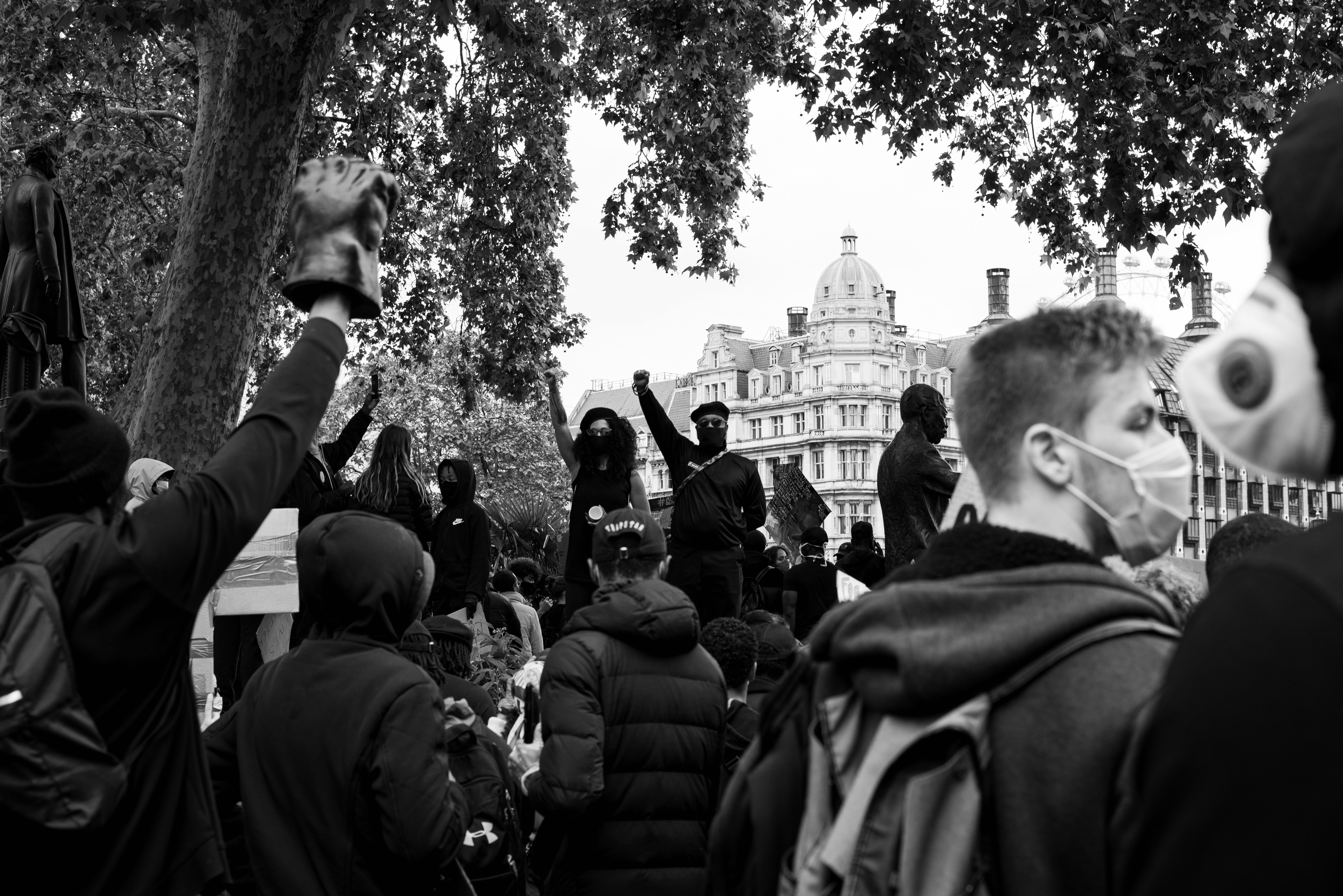 ‘London BLM March’by Jai Toor, 2020 Backshot of a gathering at the BLM protest